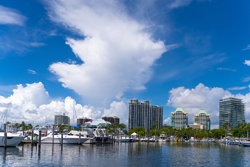 Boats anchored in Miami, Florida