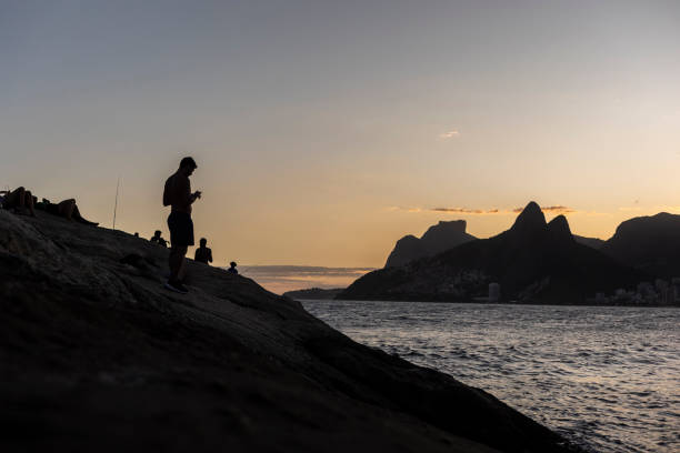 Late afternoon at the natural viewpoint - Pedra do Arpoador - Ipanema beach - Rio de Janeiro - Brazil