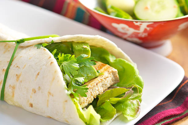 istock Asian Taco with Tofu and Avocado on White Plate 171366723