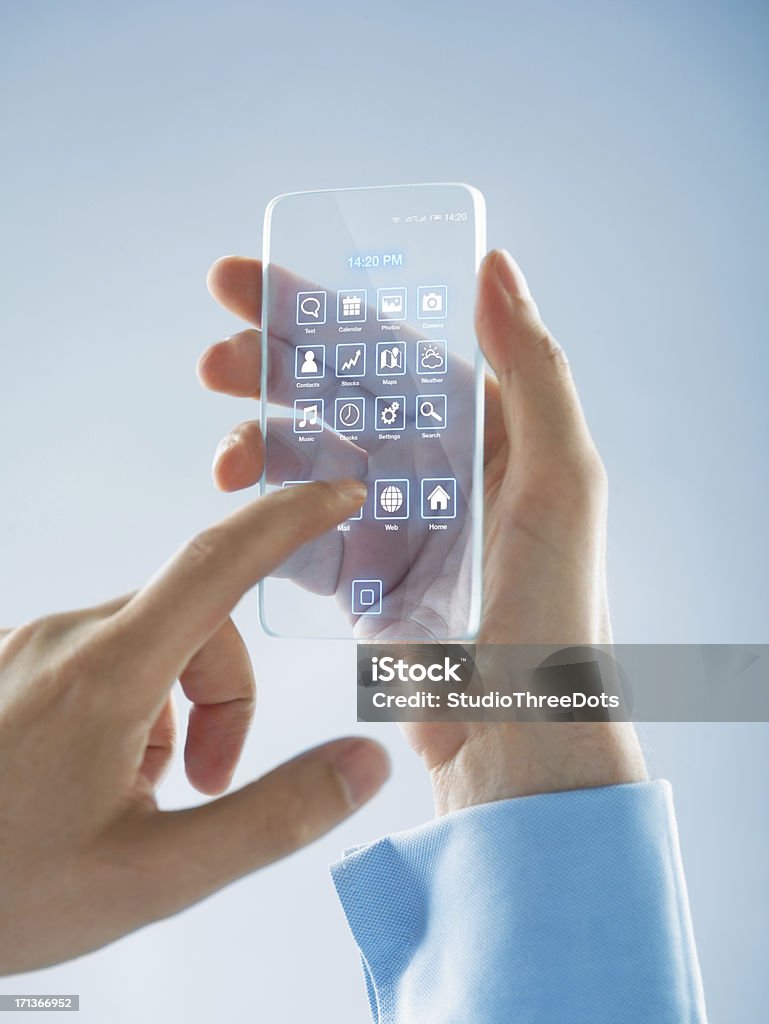 Futurystyczny smartphone w ręce - Zbiór zdjęć royalty-free (Przezroczysty)