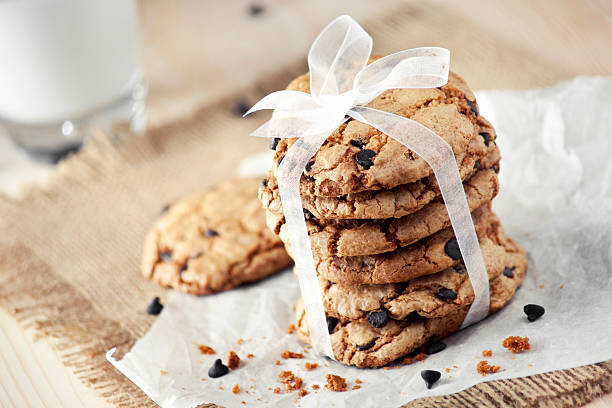 Homemade chocolate chip cookies and milk