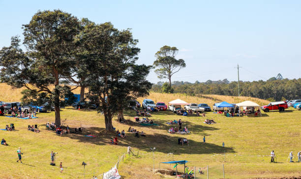 Spectators gather at the Australian Jet Sprint Boat championship 2012 stock photo