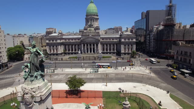 Aerial View of the Historic Palace of the Argentine National Congress During Daytime in Buenos Aires, Argentina