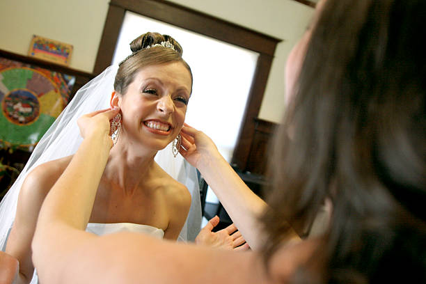 istock Funny Face Making Laughing Caucasian Humor Bride Getting Dressed Portrait 171367691