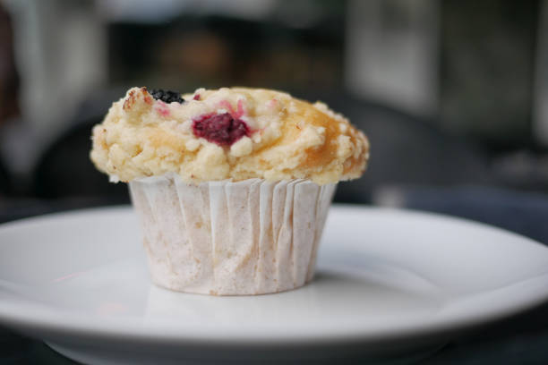 Close up of blueberry buckle