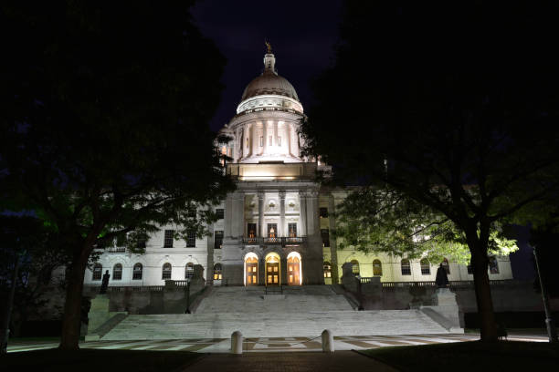 istock State House of Rhode Island at night 171367849