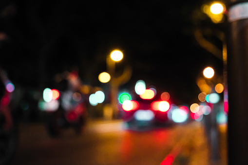 Bokeh light pattern in the city, defocused