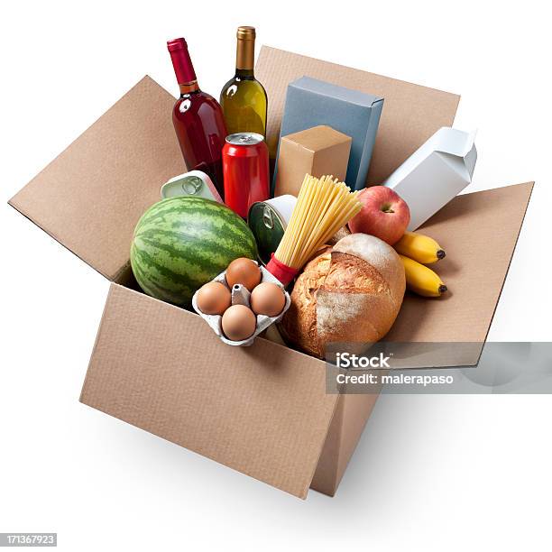 판지 상자 식료품 슈퍼마켓에 대한 스톡 사진 및 기타 이미지 - 슈퍼마켓, 식료품, 상자