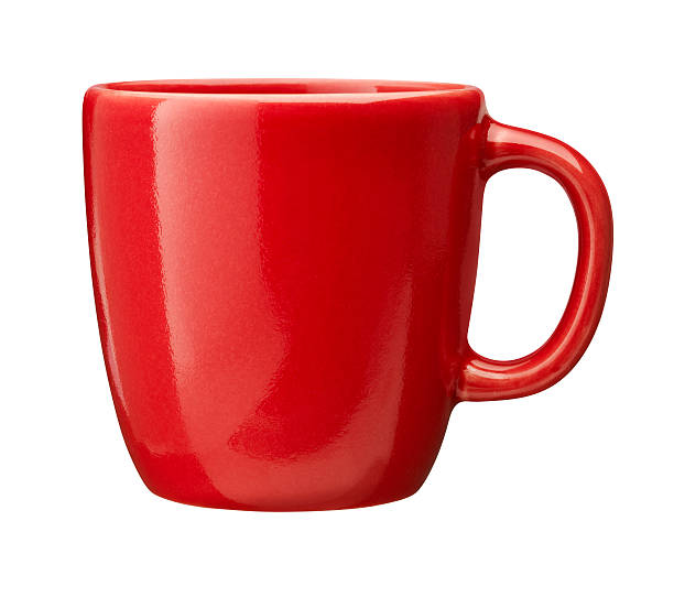 red Cup (clipping path included) red coffee or tea cup isolated on white, with clipping path mug stock pictures, royalty-free photos & images
