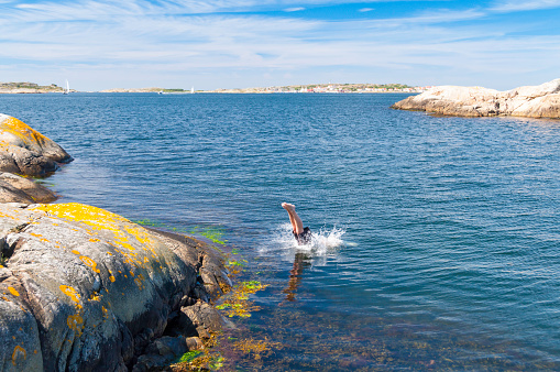 Taking the plunge. Swedish coastal landscape. Province of Bohuslan. (ProPhoto RGB)