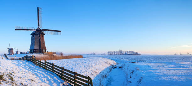 istock Traditional Dutch windmills in winter 171368965