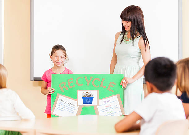 istock Young Girl Giving a Class Presentation With Her Teacher 171368998