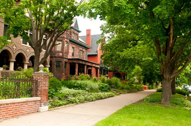 "Historical homes along Summit Avenue in St. Paul, Minnesota."