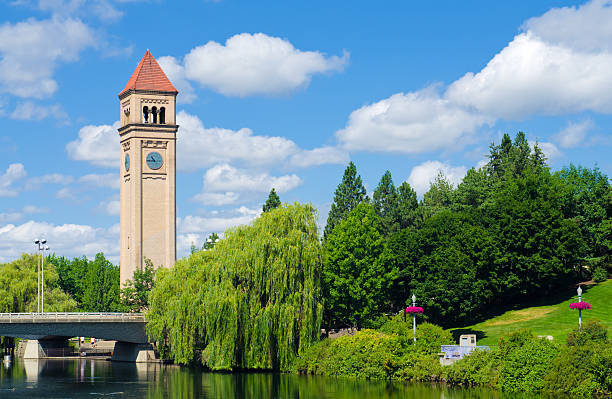 torre dell'orologio a riverfront park a spokane, wa - torre dellorologio torre foto e immagini stock