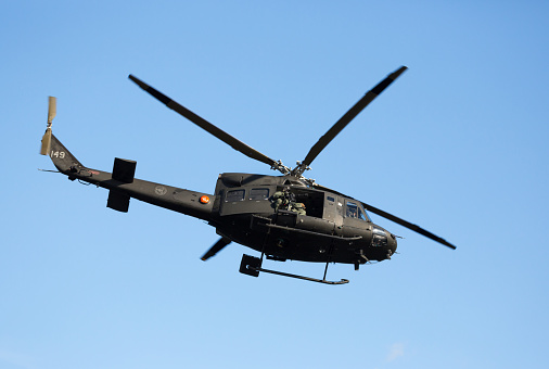 twin-engine transport helicopter Boeing CH-47 Chinook in flight
