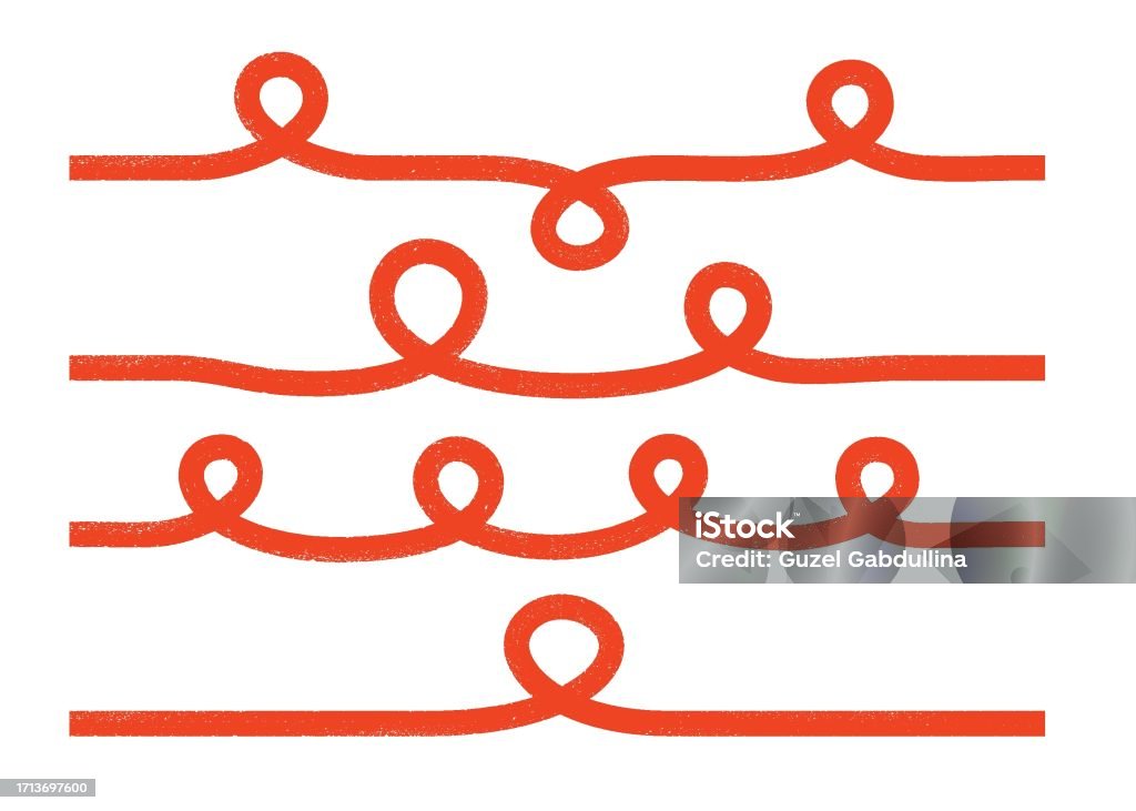 Curly Red Line Bold Curly Lines Red Squiggles Set Vector Illustration With Textored ...