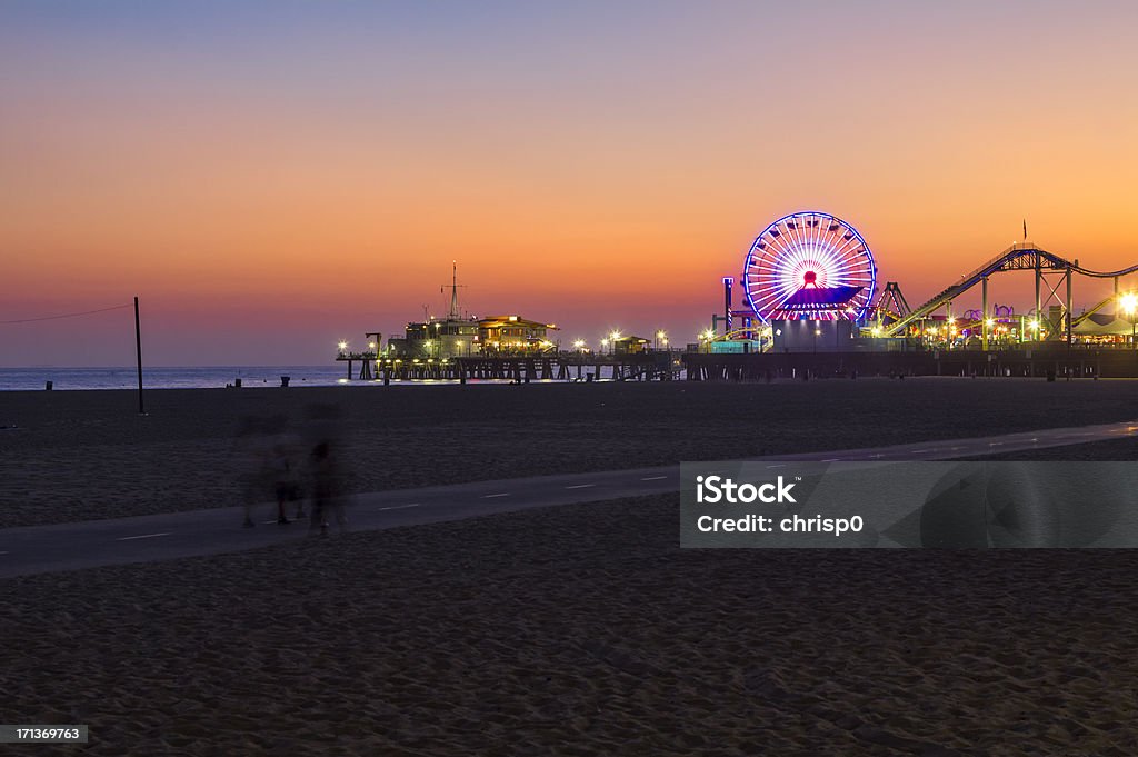Santa Monica Beach bei Sonnenuntergang - Lizenzfrei Santa Monica-Pier Stock-Foto