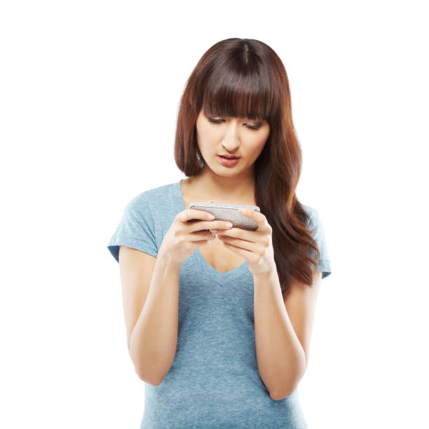 istock Beautiful Japanese woman using mobile phone sending text message 171369913
