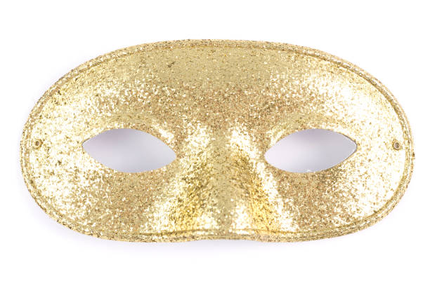 istock Golden glitter shiny face mask isolated on a white background 171371034