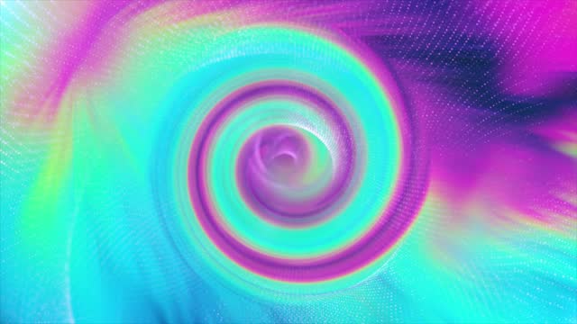 Turning Spiral Vortex Particle Creates a Stair Like Appearance, Defocused Glowing Dust Tunnel, Color Gradient Shining Elegance Vibrant Abstract Background, Radio Waves, Universe, Broadcasting, Fibonacci, Hypnotising Hypnotic, Psychedelic, Eternal, Swirl