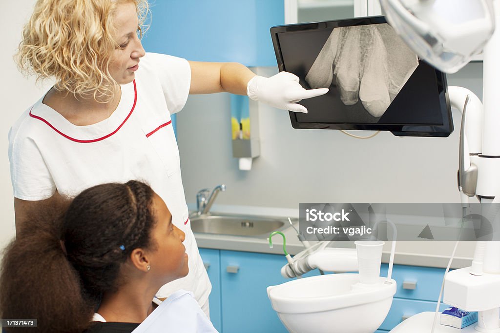 Adolescente africana Visita al dentista oficina. - Foto de stock de Adolescencia libre de derechos