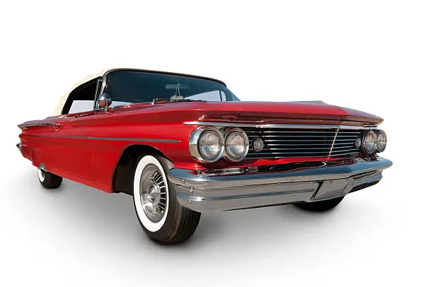 An original red 1960 Pontiac Catalina. Vehicle has clipping path. All logos removed from vehicle.