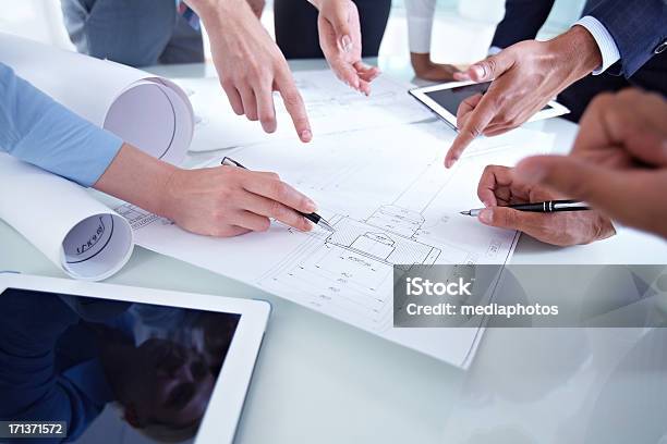 Scheme Stock Photo - Download Image Now - Human Hand, Plan - Document, Business Meeting