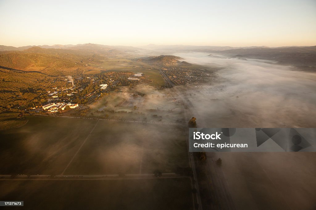 Вид с воздуха из долины Напа, Калифорния на восходе - Стоковые фото Без людей роялти-фри