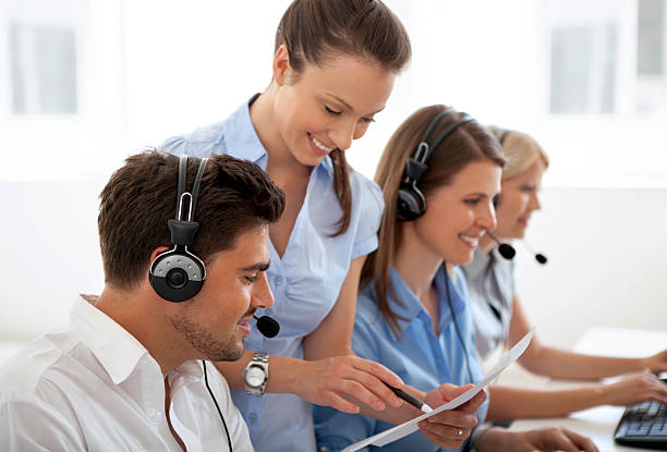 istock Manager with group of call center operators. 171371834