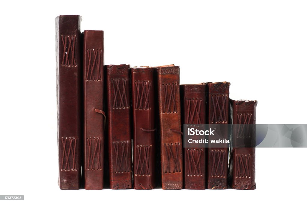 Sequenza di brown leatherbooks diario e portatili da indiary - Foto stock royalty-free di Educazione