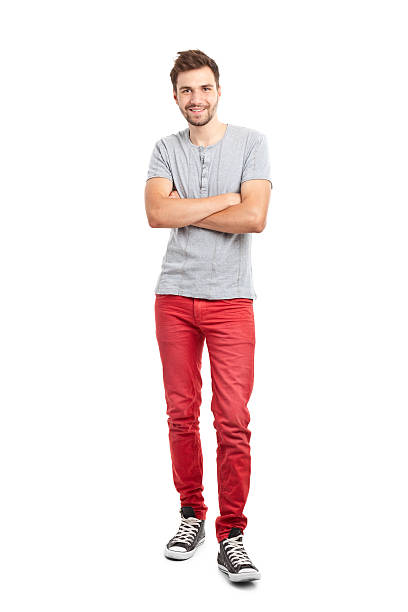 istock young handsome man in red trousers 171372711