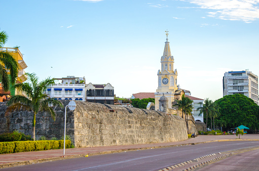 landmark clock tower (torre del reloj) in cartagena colombia
