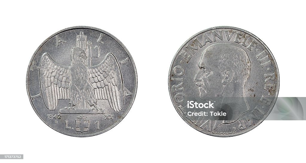 One-Lire-Münze, Italien, 1942 - Lizenzfrei 1942 Stock-Foto