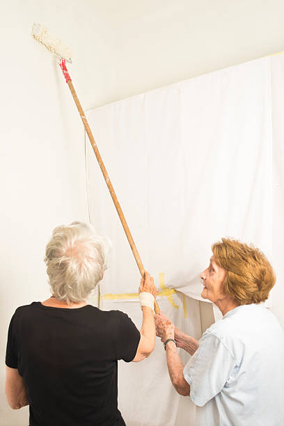 istock Two old woman house painting 171373836