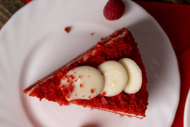 istock Red cake with cream and raspberry flavor 1713743603