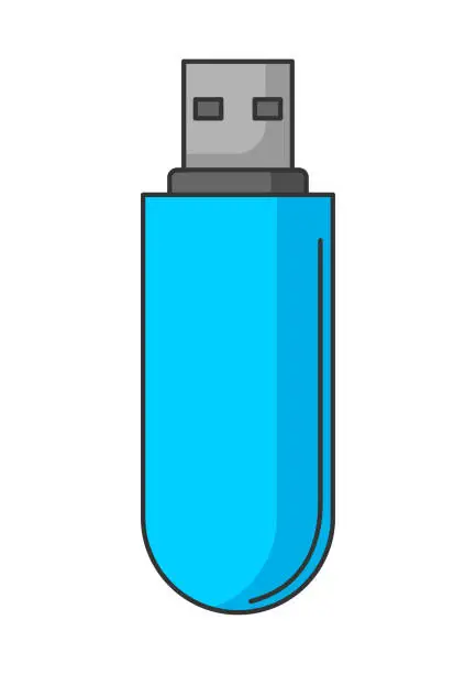 Vector illustration of Illustration of flash drive. Computer equipment and work device.