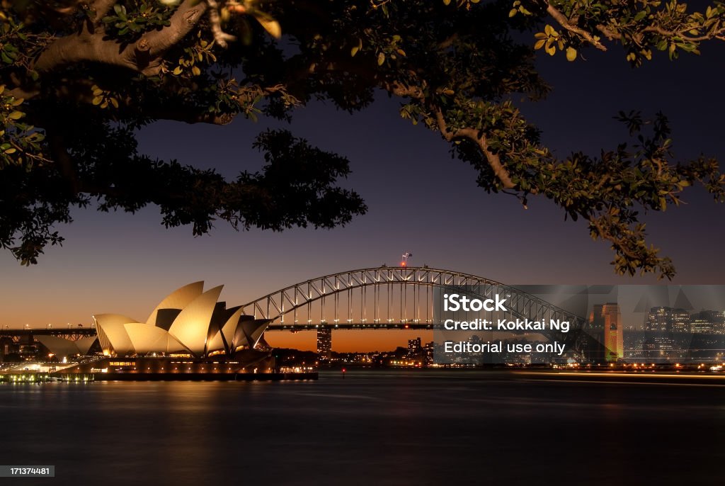 Сидней от Mrs Macquaries точка (ночь) - Стоковые фото Сидней - Австралия роялти-фри