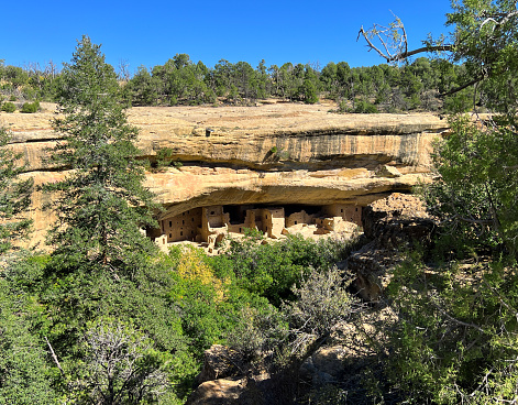 The ruins of a prehistoric village in Mesa Verde National Park.