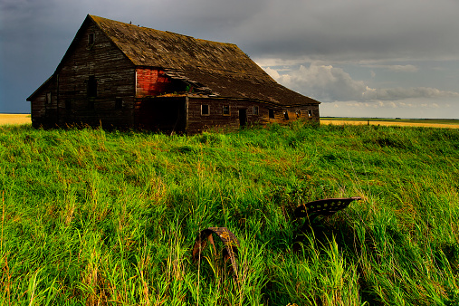 View of a weathered barn from the Canadian prairies.