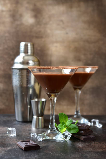 istock Delicious chocolate coffee martini with mint in a glasses . 1713756386