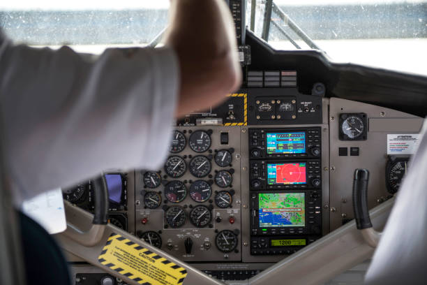 istock Pilot with Controls in Cockpit of Seaplane 171375855