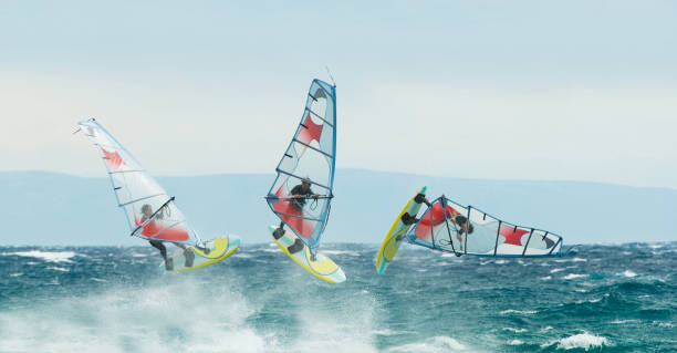 istock Multiple image of windsurfer at jumping action 171375960