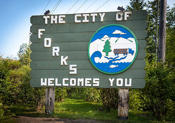 Forks, Washington placa - foto de acervo