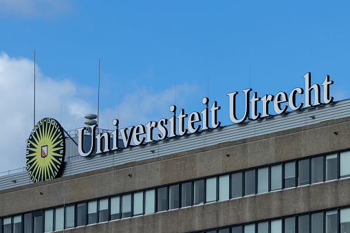 Utrecht, the Netherlands 25 February 2023. Universiteit logo Utrecht. Utrecht University is a public research university in Utrecht. It is one of the oldest universities in the Netherlands.
