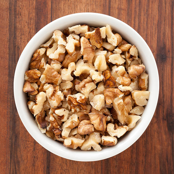 Chopped walnuts stock photo