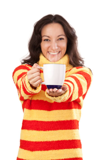 istock Young and beautiful smiled female with hot drink 171377217