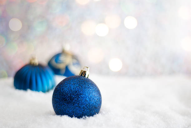 istock Blue Christmas Balls in Snow 171377455