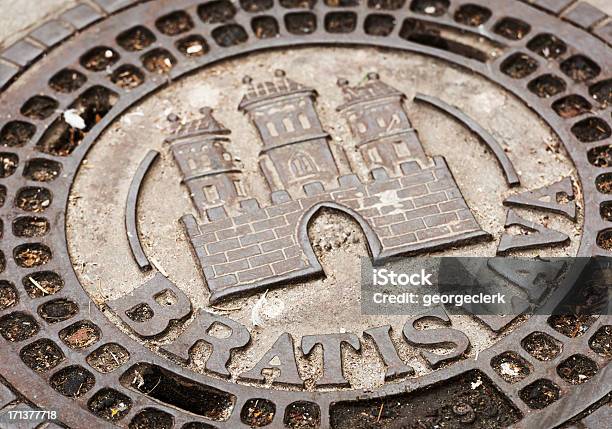 Bratislava Historical Manhole Cover Stock Photo - Download Image Now - Bratislava, Slovakia, Castle