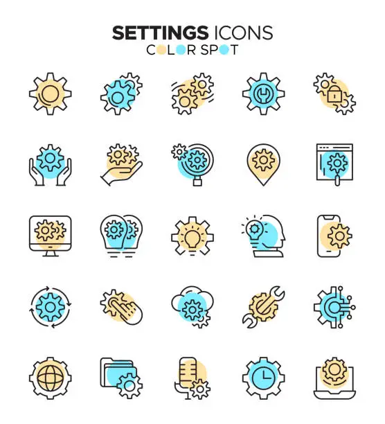 Vector illustration of Settings Icon Set - Control, Configuration, Preferences Icons Collection