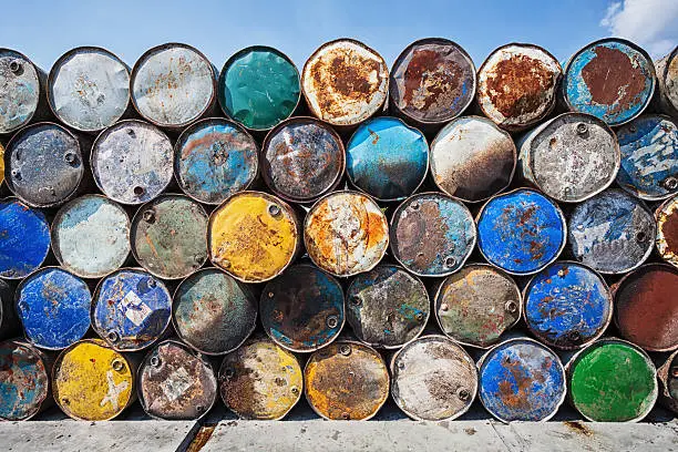 Photo of Pile of Weathered Oil Drums